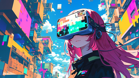 anime character using virtual reality glasses metaverse31