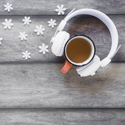 snowflakes near headphones tea11