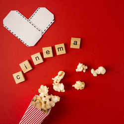 top view movie arrangement with cinema lettering1